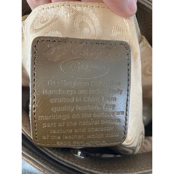 BRIGHTON LARGE BROWN PEBBLED LEATHER BRAIDED SHOULDER BAG - Picture 12 of 16